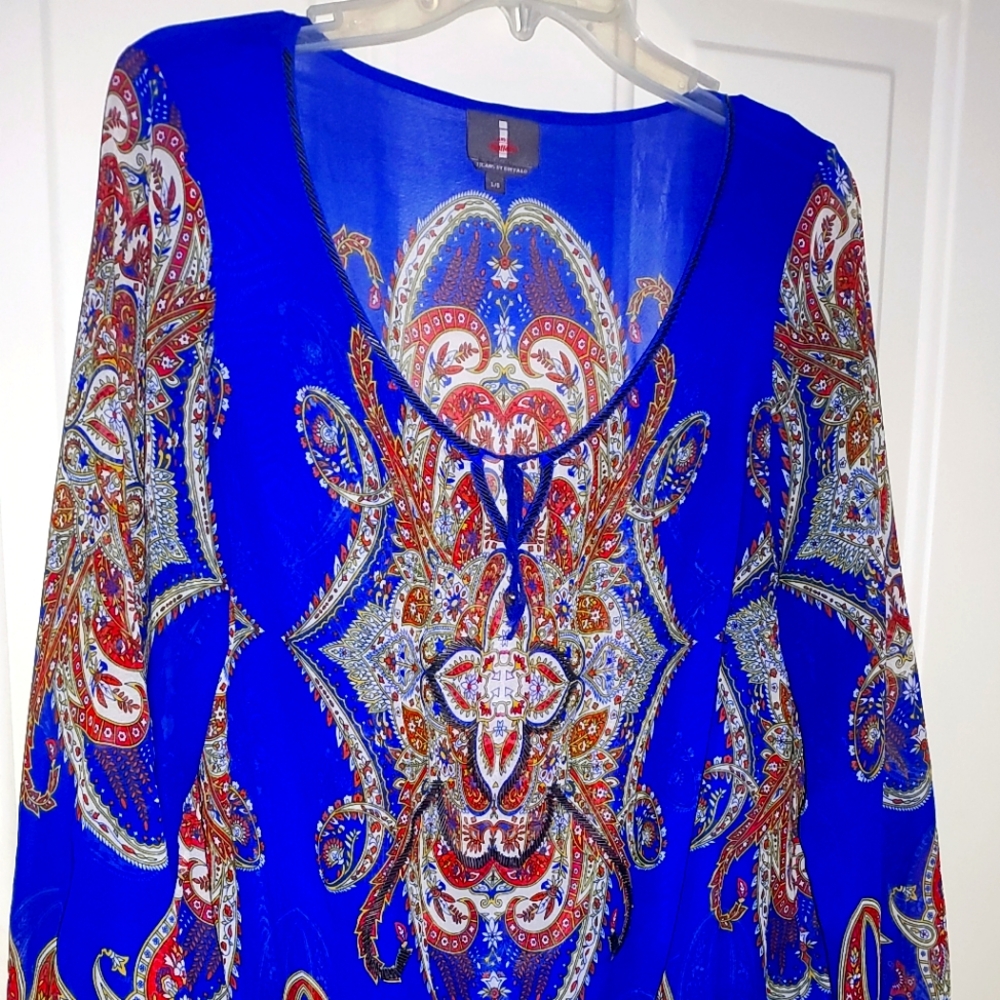Blue Paisley Women's Top Size Large